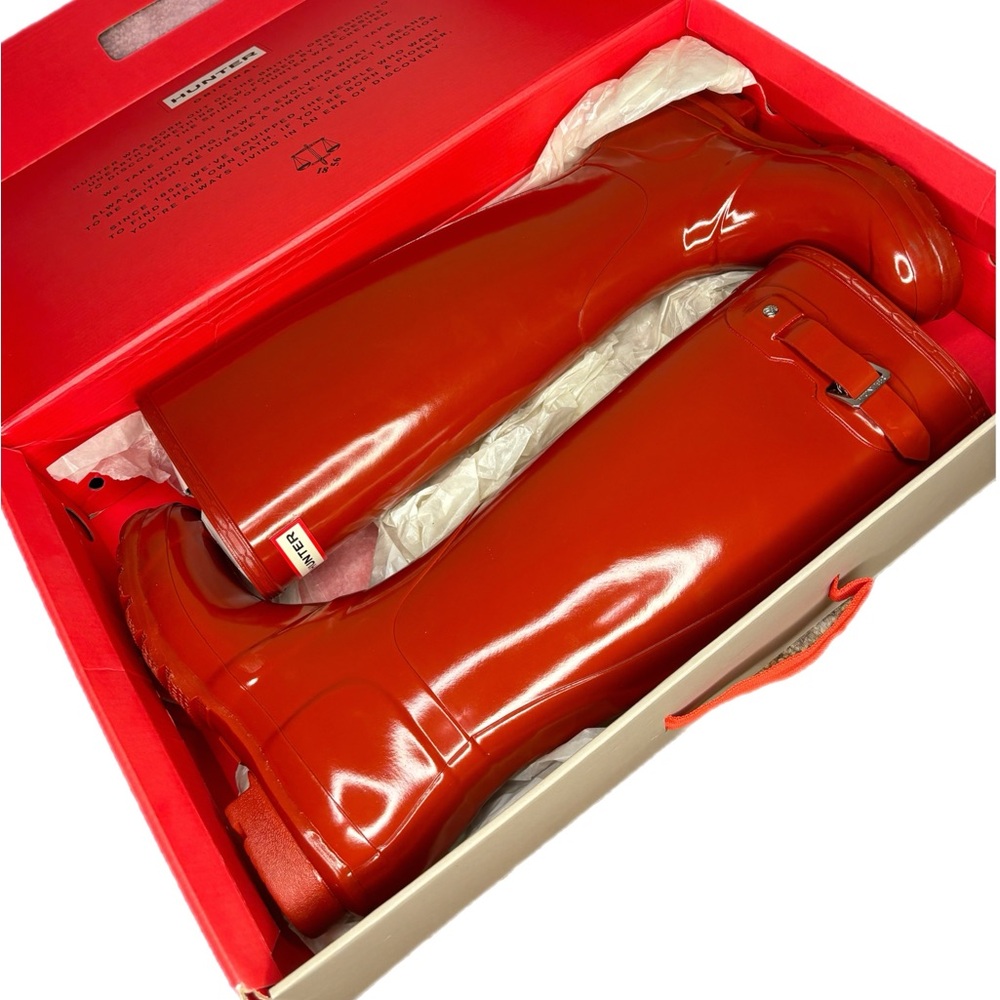 Fire Red hunter boots. Size 5. BRAND NEW